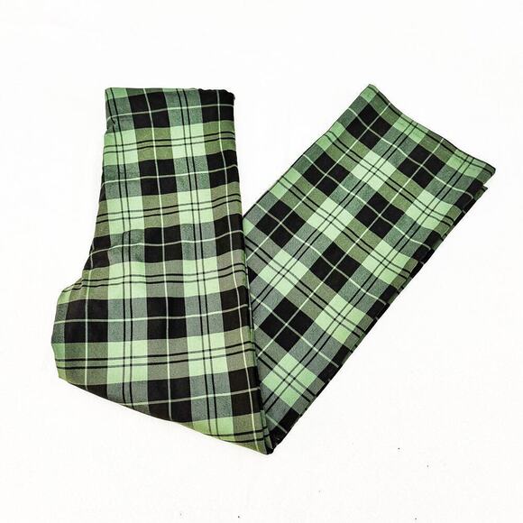 Princess Polly Plaid Patterned V-Cut Waist Green Checkered Flare Pant Size 12 - Picture 8 of 8